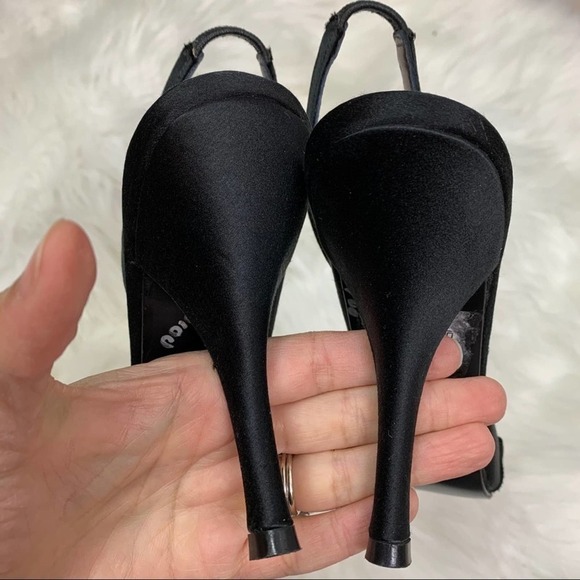 DELMAN black satin & crystal slingback heels 8 - Picture 5 of 16